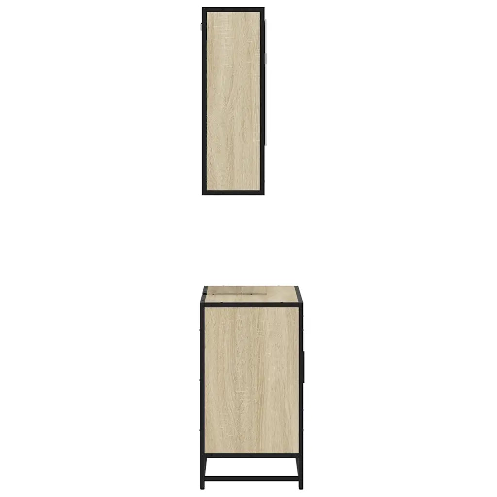 Set Mobili da Bagno 2 pz Rovere Sonoma in Legno Multistrato