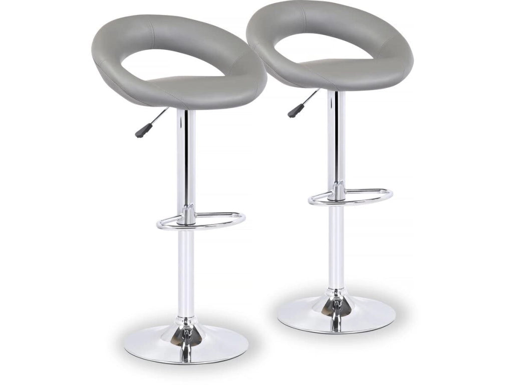 Sgabelli da Bar Set 2 Grigio Altezza Regolabile Metallo e PU Habitat et Jardin