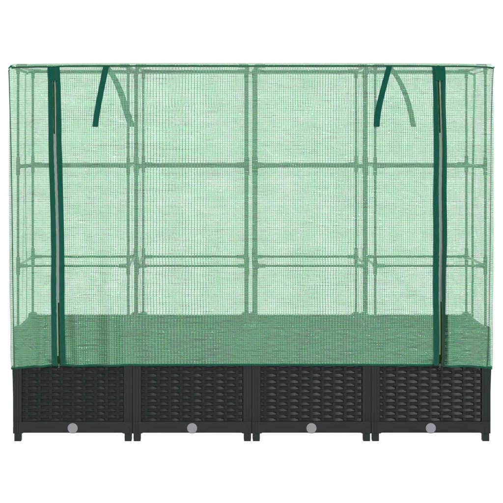 Aiuola rialzata/fioriera con copertura effetto rattan 160 x 40 x 138 cm nero 02_0038756