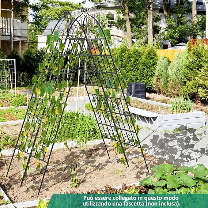 Traliccio da Giardino in Metallo 180 x 50 CM, Set di 2/4 Pannelli di Recinzione da Esterno per Piante Rampicanti, Decorazione Esterna per Giardino, Cortile e Patio (4 Pannelli)