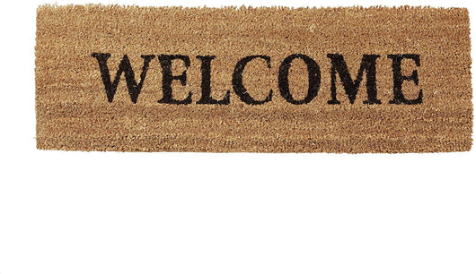 Zerbino lungo in fibra di cocco sotto porta in gomma antiscivolo ingresso giardino terrazzo garage benvenuto 75 x 25 cm marrone 13_0001875