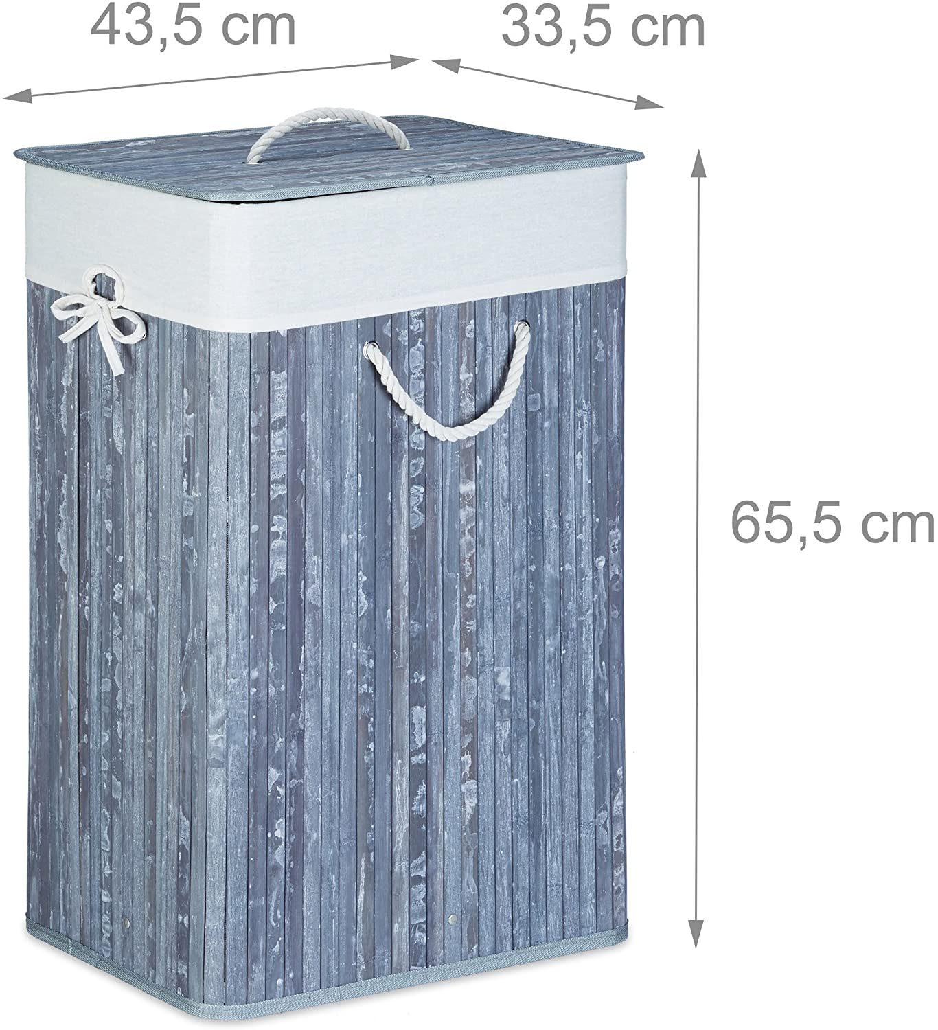 Portabiancheria rettangolare con sacco in cotone 65,5 cm grigio bambù 13_0001905_4