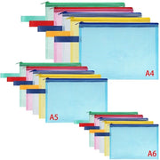 Documenti A4+A5+A6, 15 tascabigli con cerniera, sacchetto impermeabile in rete di plastica con cerniera per documenti, carta, cosmetici, compiti e accessori da viaggio