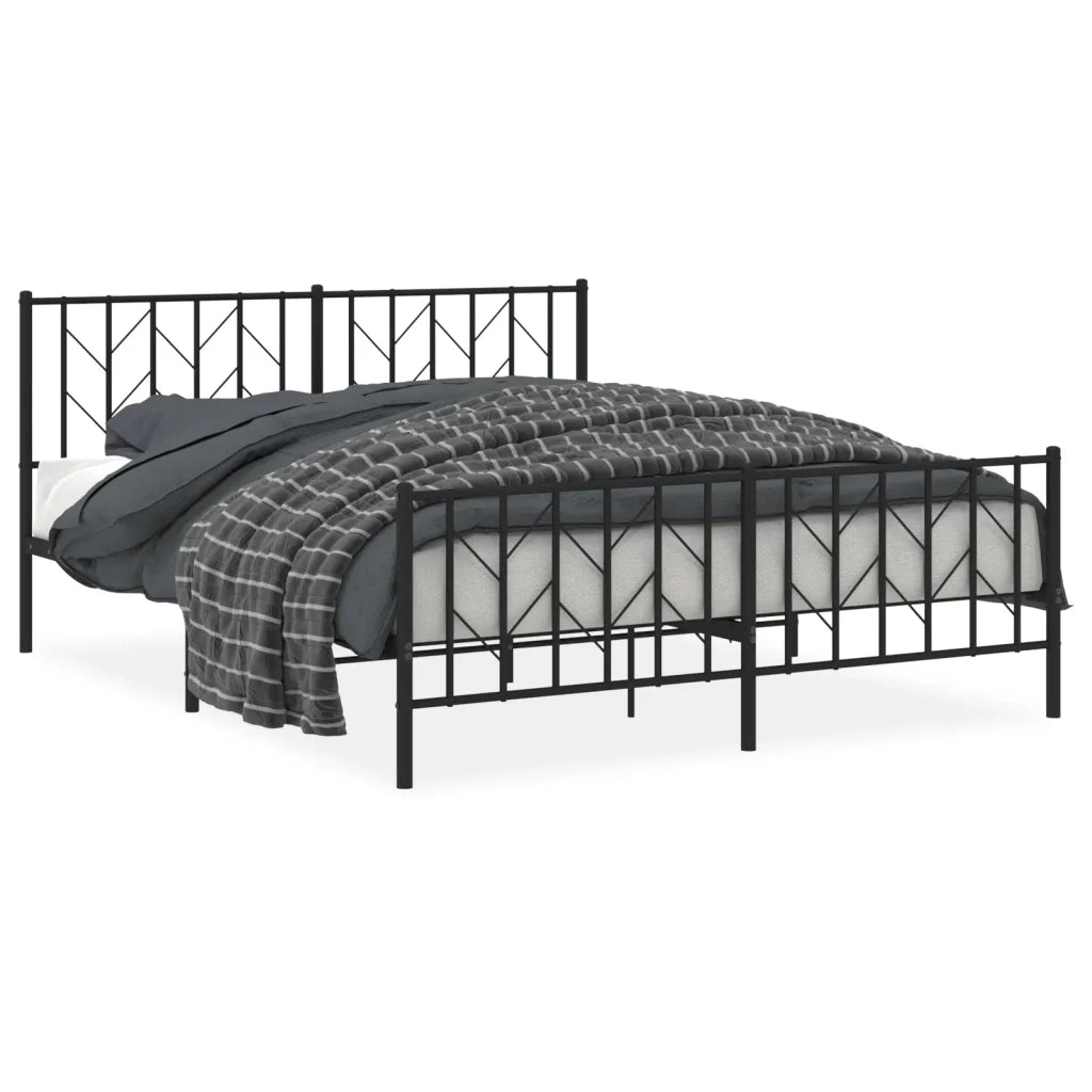 Giroletto con Testiera e Pediera Metallo Nero 160x200 cmcod mxl 85644