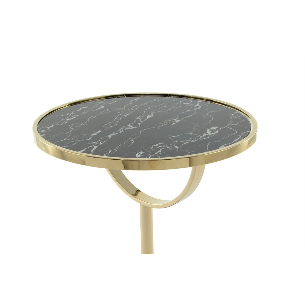 Tavolino da salotto Rocio 100 in vetro marmorizzato nero e oro