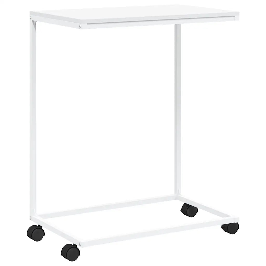 Tavolino con Ruote Bianco 55x35x70 cm in Legno Multistrato 343103