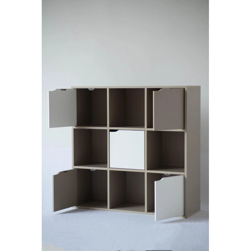 Libreria 5 Ante+4 Vani Miracle Tortora + Bianco Legno