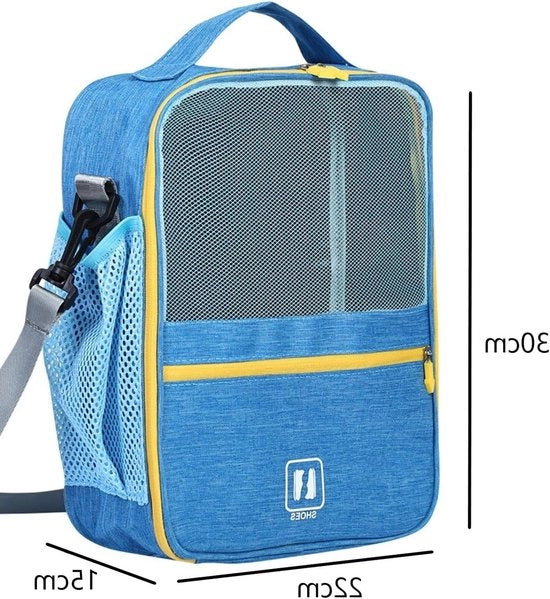 Borsa da scarpe premium per viaggi - Portatile - Impermeabile - Stoccaggio per viaggio - Resistenze al polvere - Borsa da valigia - Carrello - Borsa appesa - Blu - Unisex
