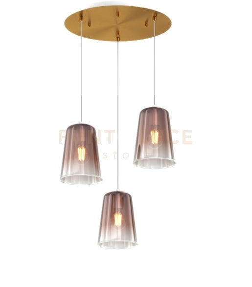 SOSPENSIONE OTTONE SAT. TONDA 3 LUCI RAME 1164OS-S3 T-RA