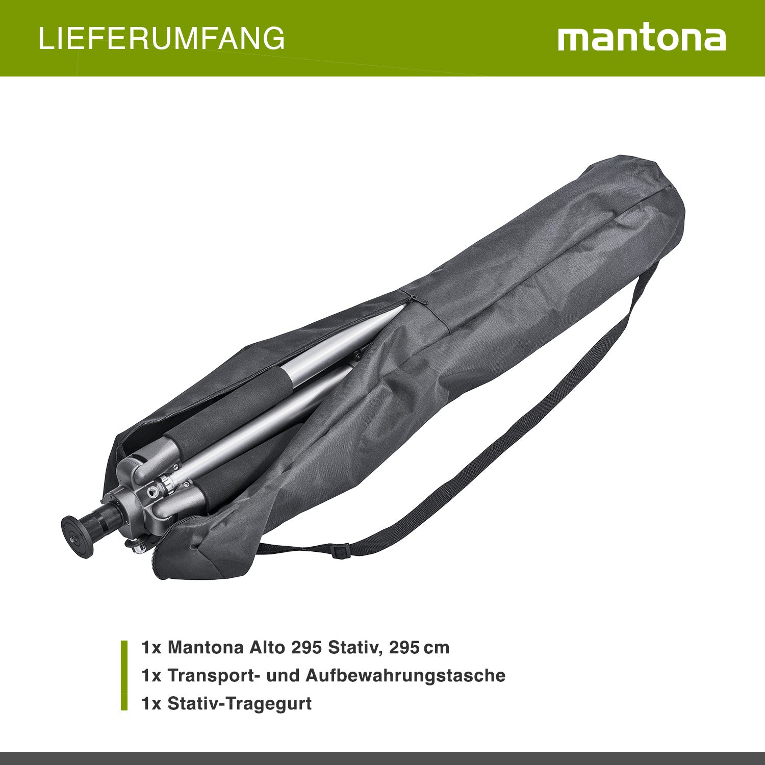 Mantona Alto Cavalletto fotografico, altezza regolabile fino a 295 cm, alluminio, max 6 kg, Treppiedi Stativo fotografia