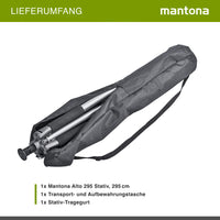 Mantona Alto Cavalletto fotografico, altezza regolabile fino a 295 cm, alluminio, max 6 kg, Treppiedi Stativo fotografia