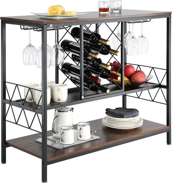 Cassa da vino per sala da pranzo - 40 pollici - contenitori per bicchieri e bottiglie - cassettiera per buffet - contenitore per bicchieri - mensole per vino - stile rurale - cassettiera in legno per caffè - cassettiera per sala da pranzo e bar in casa