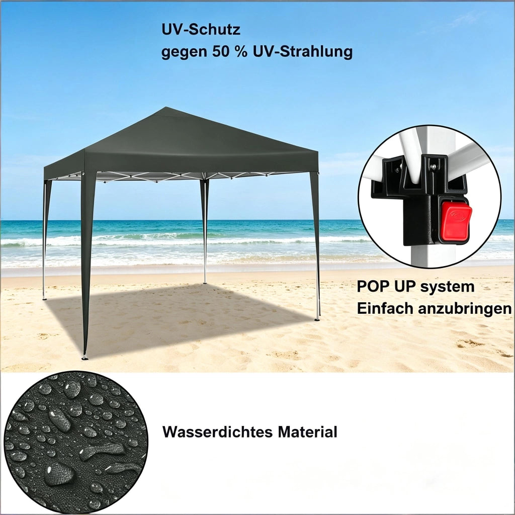 GAZEBO pieghevole 3x3 m regolabile Metallo e Oxford Grigio Scuro