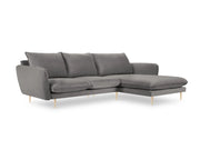Cosmopolitan Design - Divano angolare destro "Vienna" 5 posti in velluto grigio chiaro 