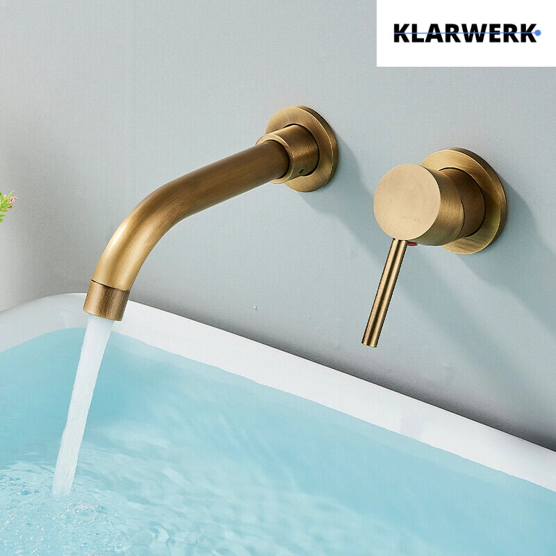 NAVIS | Rubinetteria da bagno montaggio a parete Ottone spazzolato in 2 parti | Miscelatore semplice in acciaio inox rubinetto per hotel  gastronomia