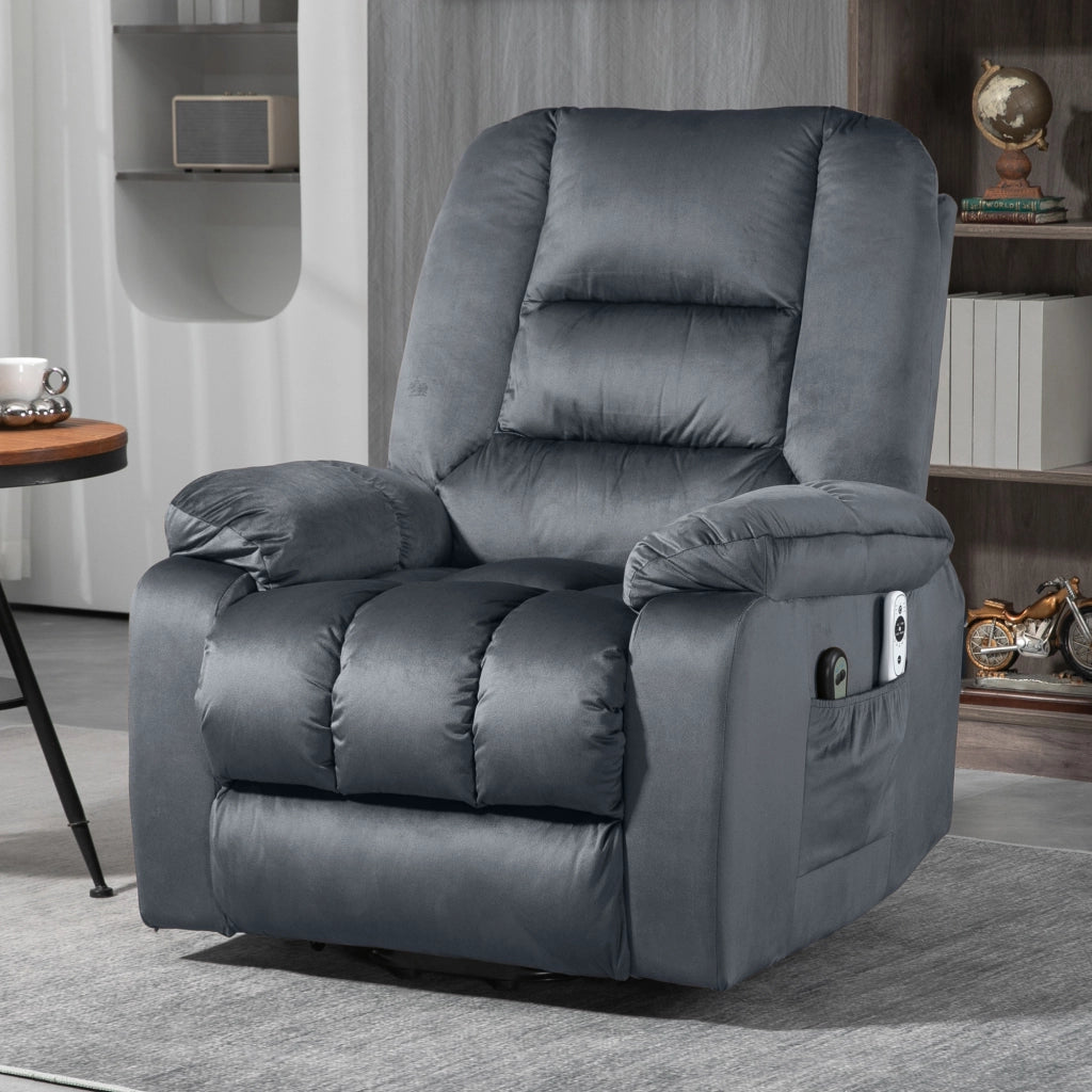 Poltrona Massaggiante Reclinabile con Alzapersona ¨C Zephmum ¨C Grigio 85x94x107 cm