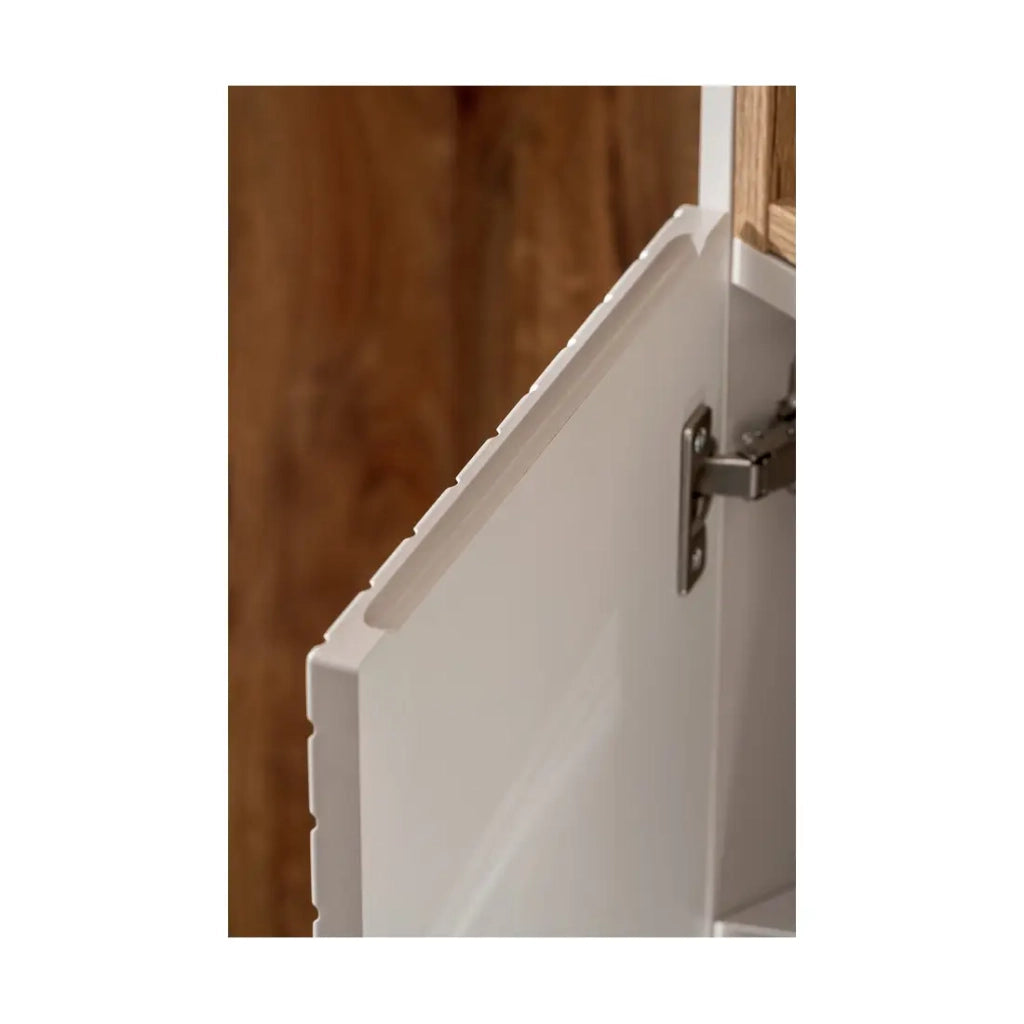 Colonna da bagno AOKI - 2 porte - Finitura beige cachemire con motivi a spina di pesce - L30 × P25 × H140 cm - Da appendere