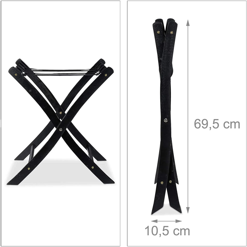 Portapacchi pieghevole in legno per valigie nero 13_0002162