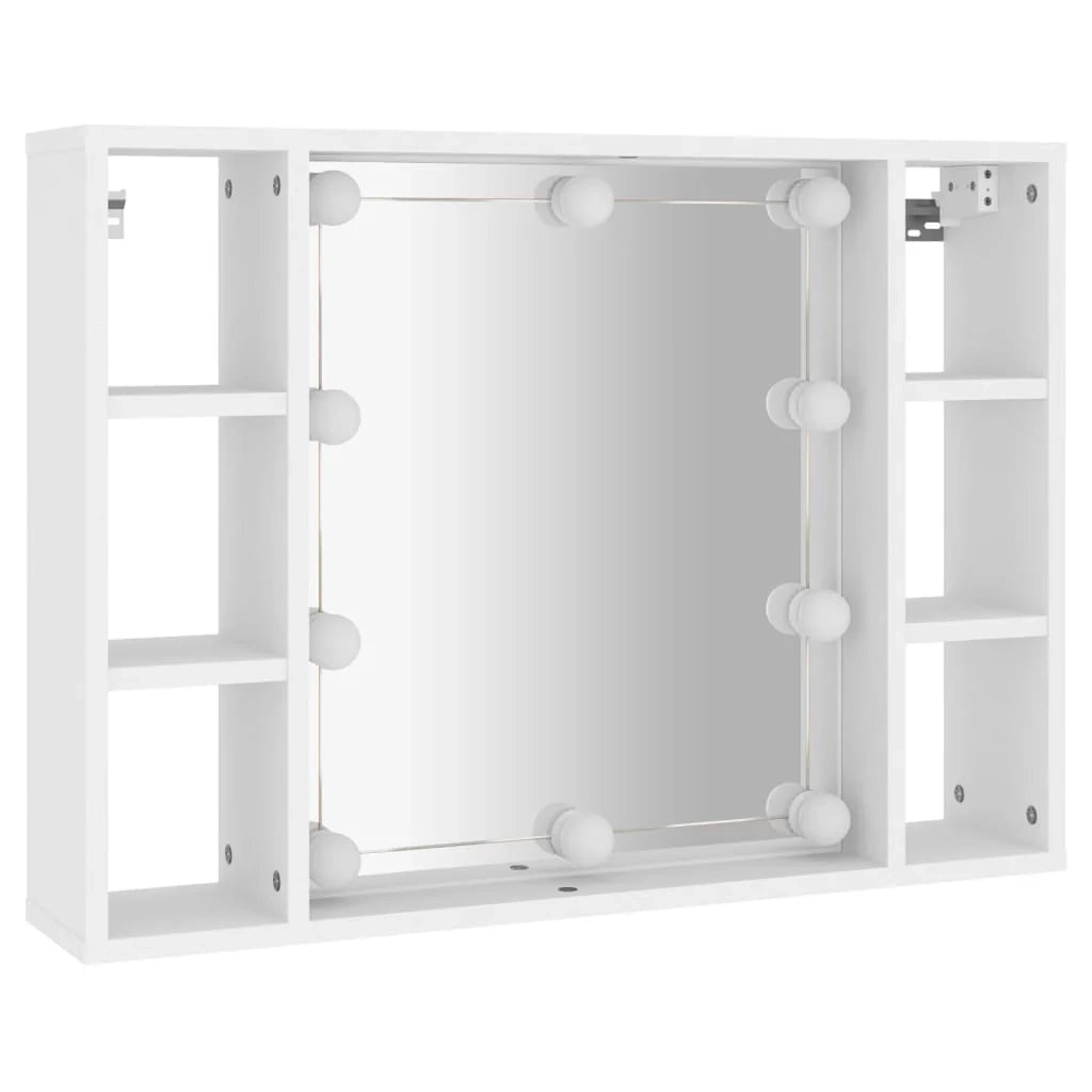 Armadio a specchio con illuminazione a LED 76 x 15 x 55 cm bianco 02_0006656