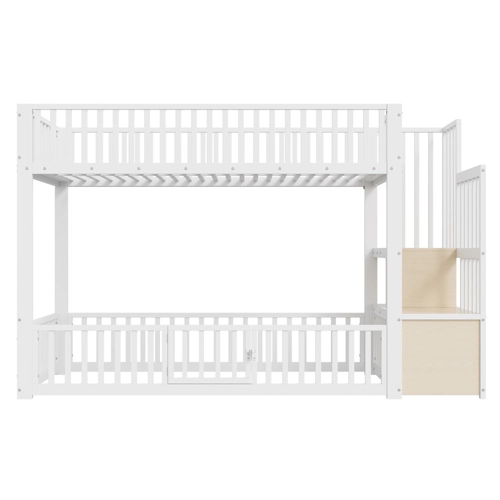 Letto a Castello con Scala e Contenitore LED ¨C Xylo ¨C Bianco 90x200