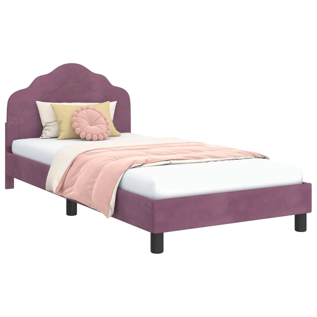 Struttura letto bambini con testata Viola 90 x 190 cm Velluto 42010954