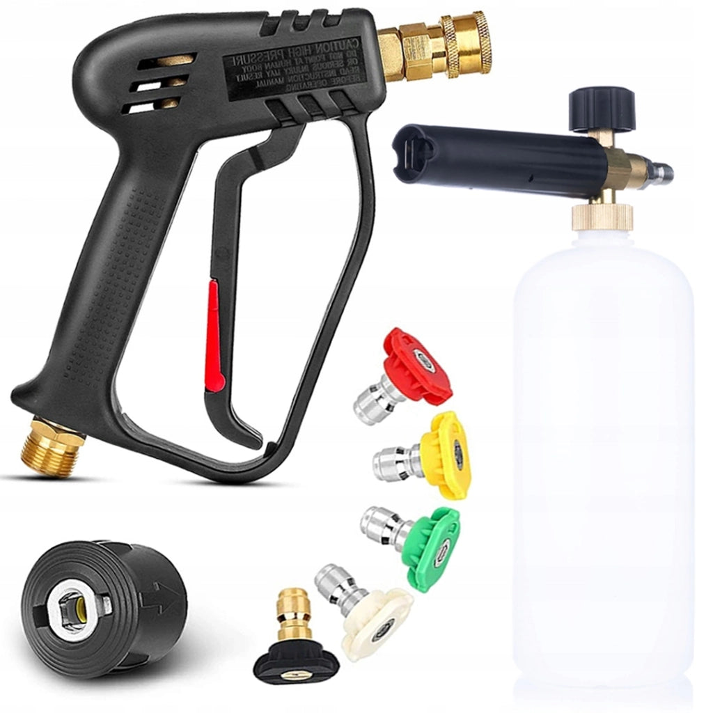 Pistola Alta Pressione con Schiumogeno 1L e 5 Ugelli – Compatibile con Kärcher K2-K7 | Pressione Max 200 BAR