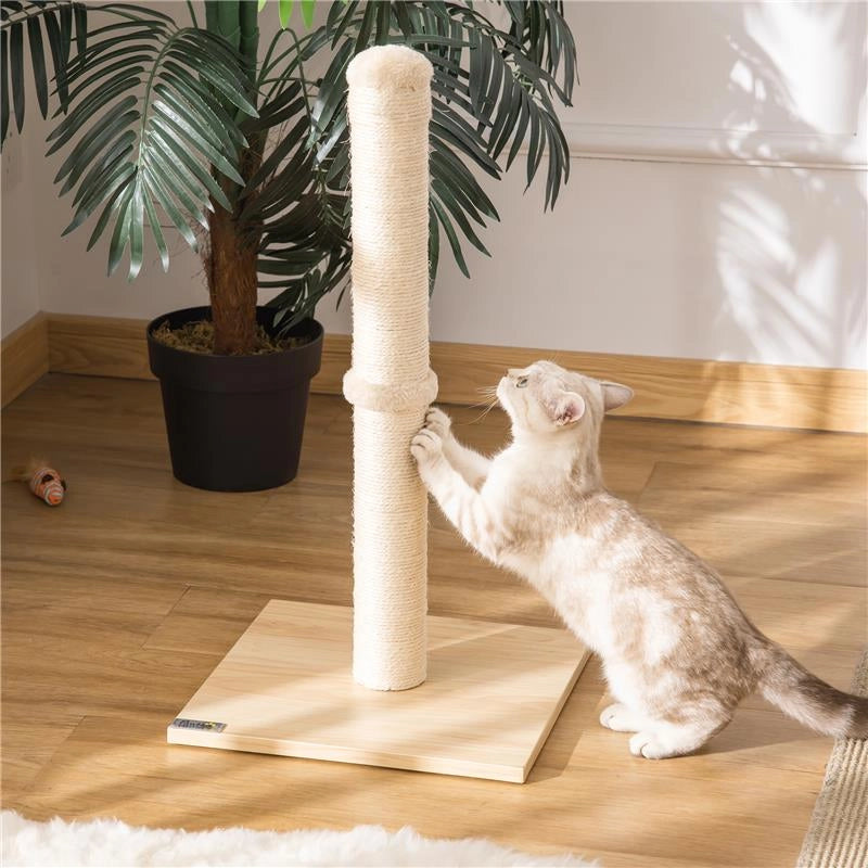 TIRAGRAFFI PER GATTI CON PALO IN SISAL ALTO 60 CM E BASE IN TRUCIOLATO BEIGE