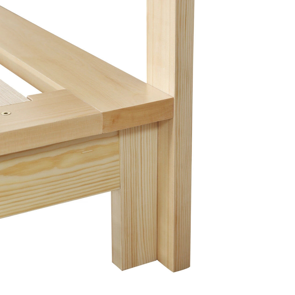 Letto Singolo 90x200 cm - Schienale Imbottito; Doghe Robuste e Gambe Larghe - Naturale