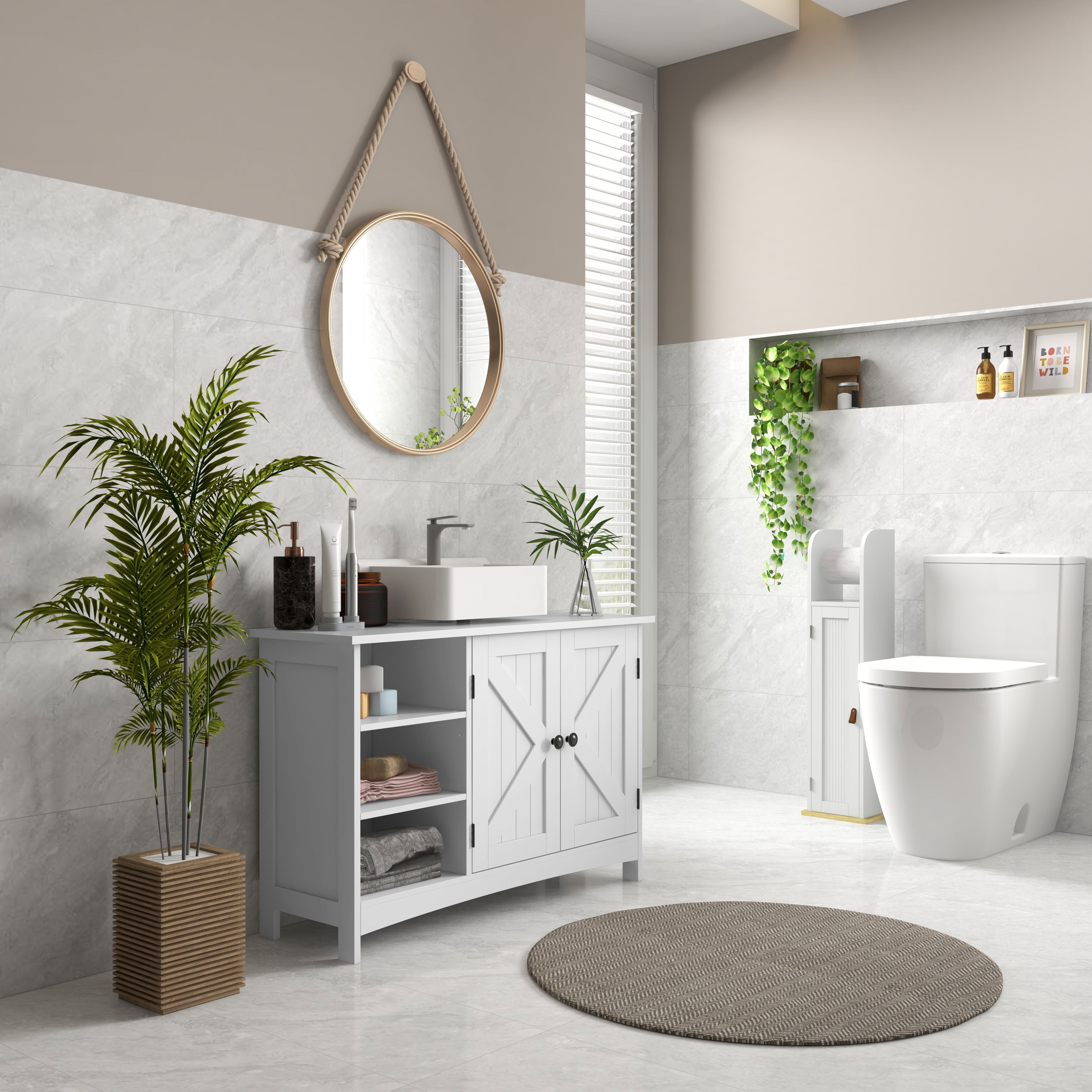 Mobile Sottolavello da Bagno 90x30x60 cm in Legno Bianco