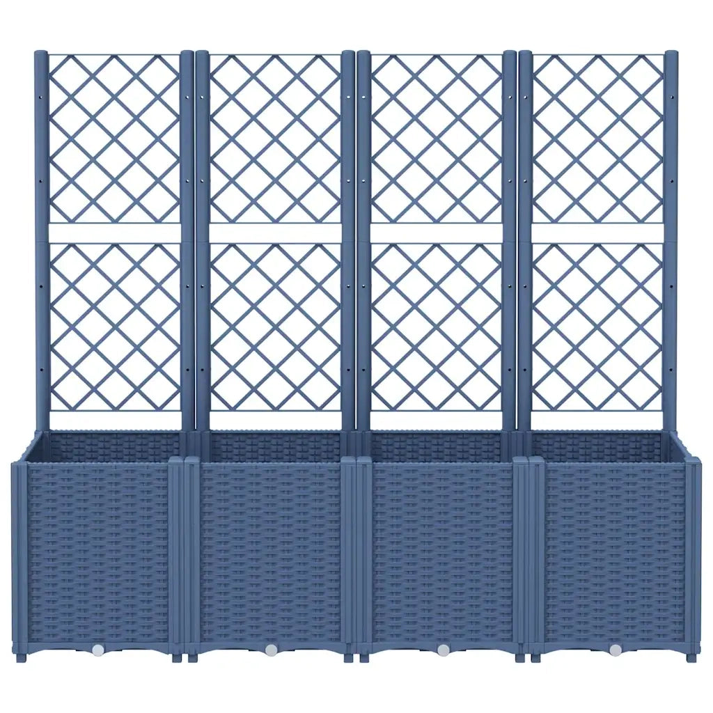 Fioriera Giardino con Traliccio Grigio Blu 160x40x140 cm PP 367871