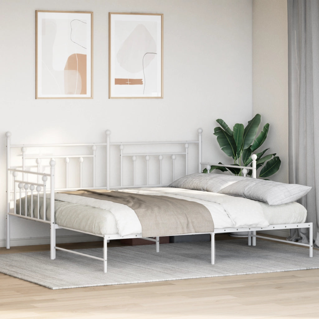 Struttura Letto Giorno  con Letto Estraibile Bianco 100x200 cm in Acciaio