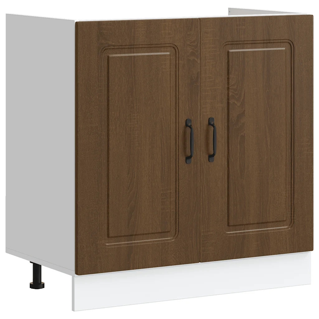 Mobile base lavello-Armadietto da bagno Kalmar Rovere Marrone 80x46x81,5 cm