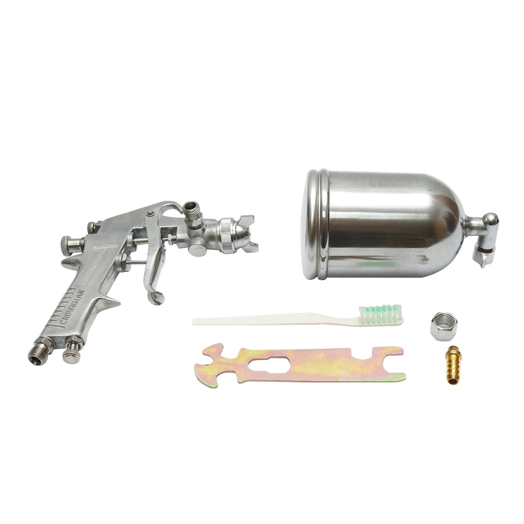 Pistola a spruzzo per verniciatura ad aria compressa 400ml, consumo d’aria 3-8 CFM, ugello 1.5mm, pressione max. 3.5 bar – Crownman