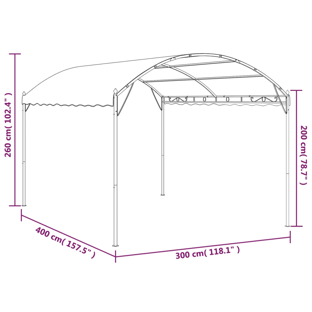 Gazebo 4x3x2,6 m Grigio Talpa 180 g/mÂ²