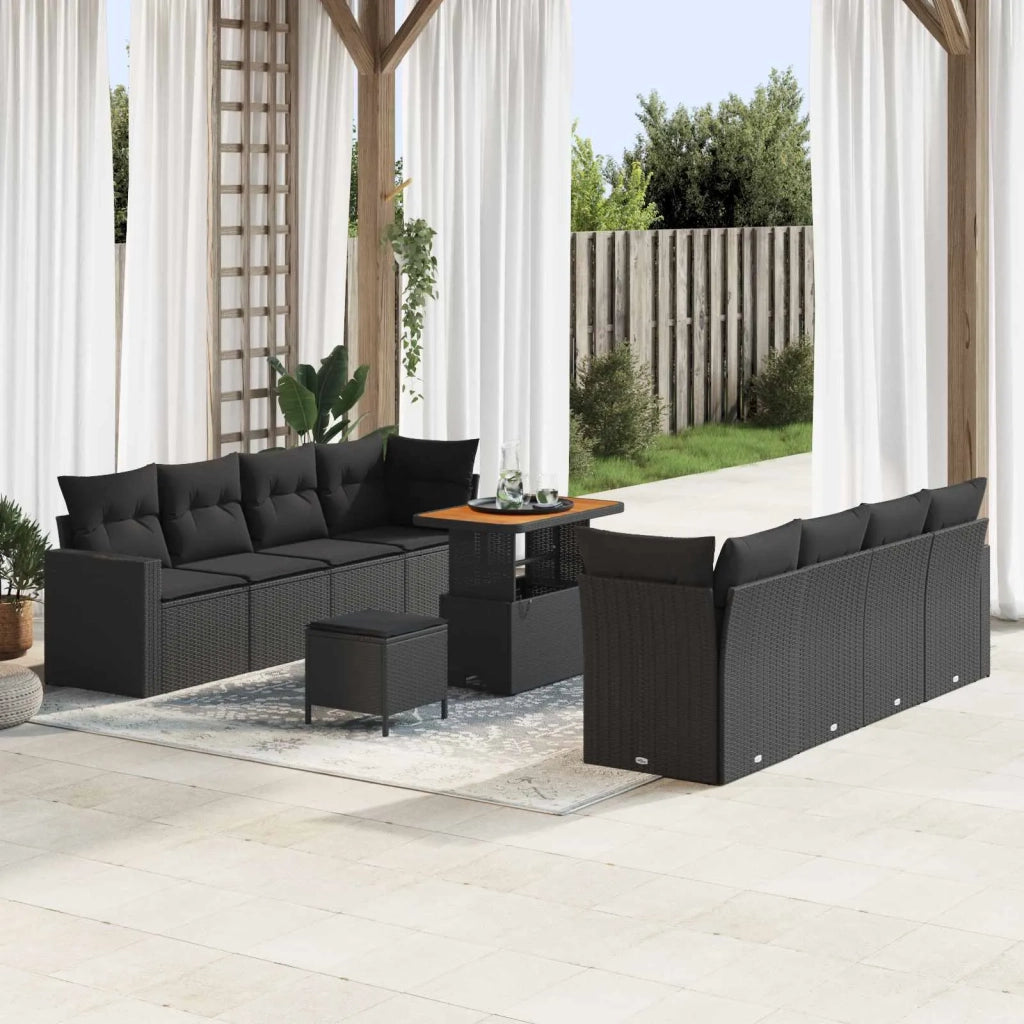 Set Divano da Giardino 11 pcs Nero polyrattan 3361589