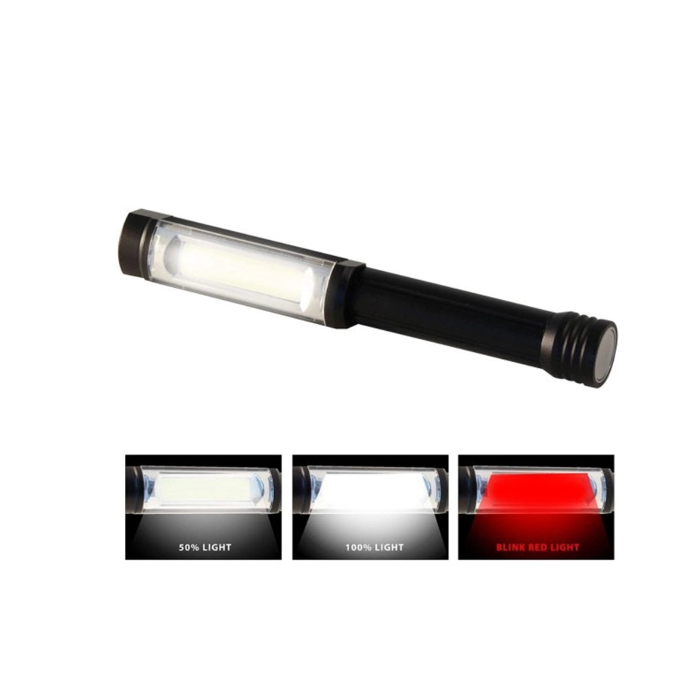 Torcia in alluminio nero con magnete e clip di fissaggio 3 batteria aa incluse