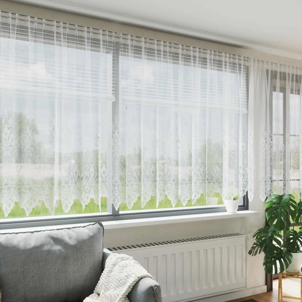 Tenda in Pizzo con tende Bianco 220 x 500 cm Poliestere 4107807