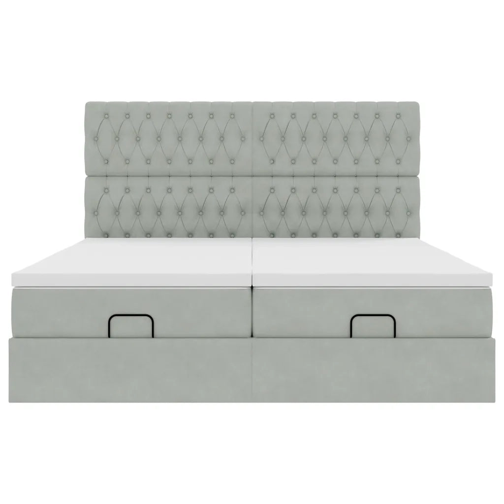 Struttura Letto Pouf con Materassi 200x200 cm Velluto