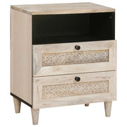 vidaXL Comodino Beige 50 x 33 x 60 cm legno massello di mango