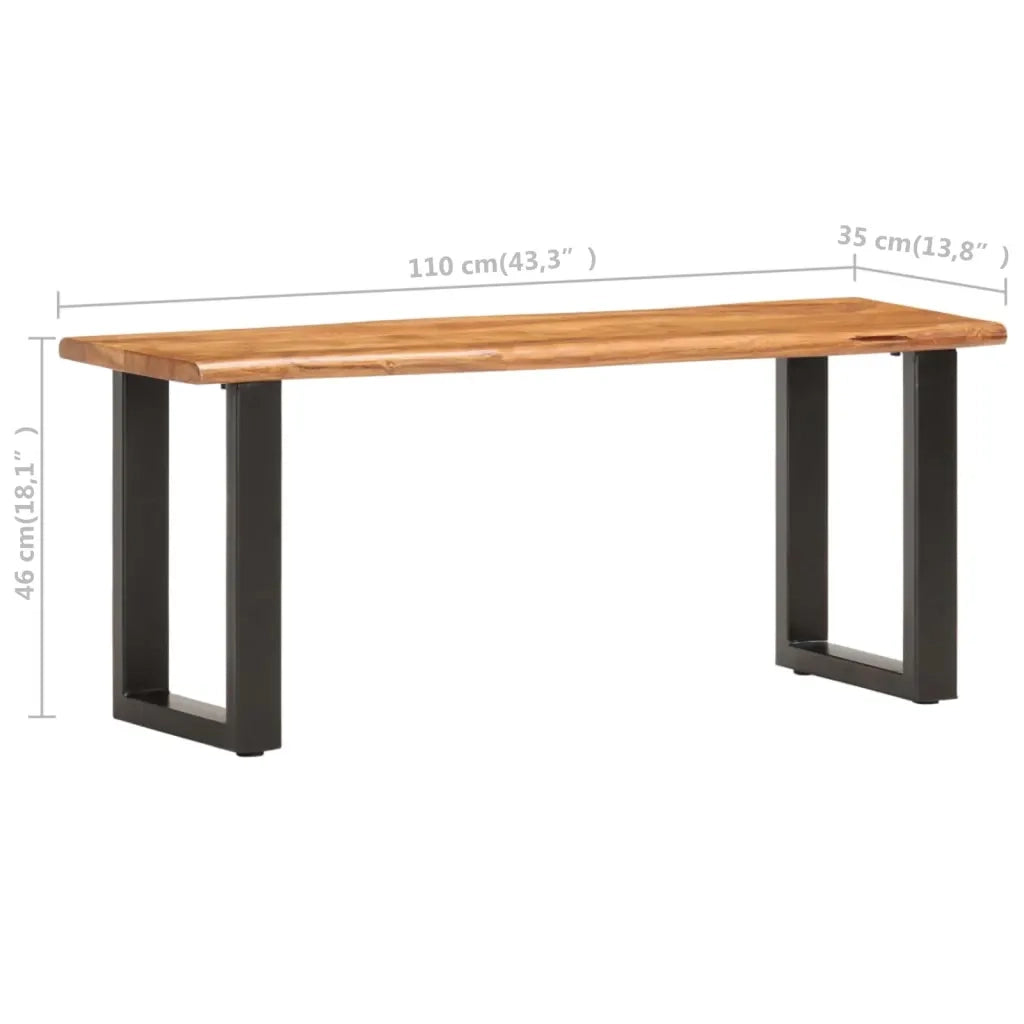 Panca con Bordi Vivi-Sgabello 110 cm in Legno Massello Acacia e Acciaio