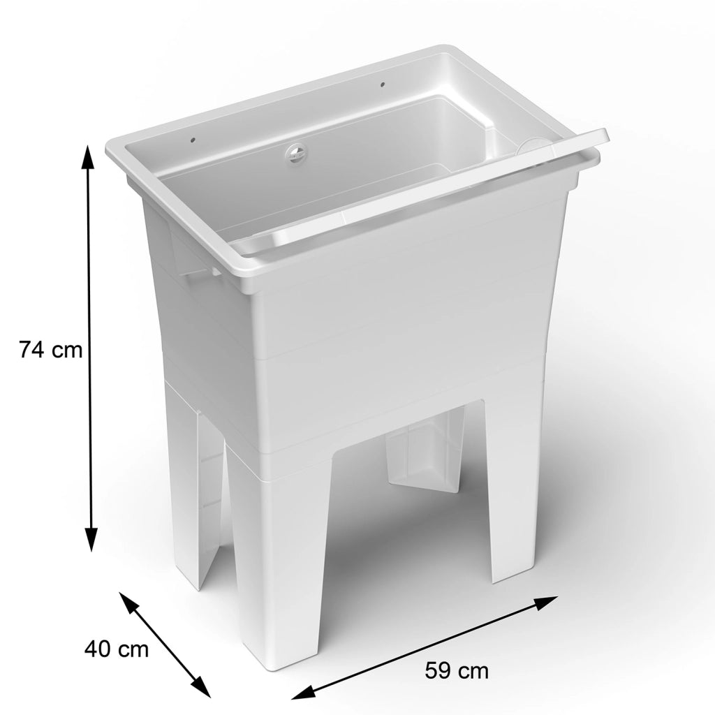 Mobile Lavatoio 59x40x74 cm Monoblocco in Resina PP Bianco