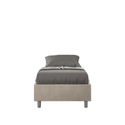 BS COM Letto singolo contenitore imbottito 80x200 microfibra sabbia