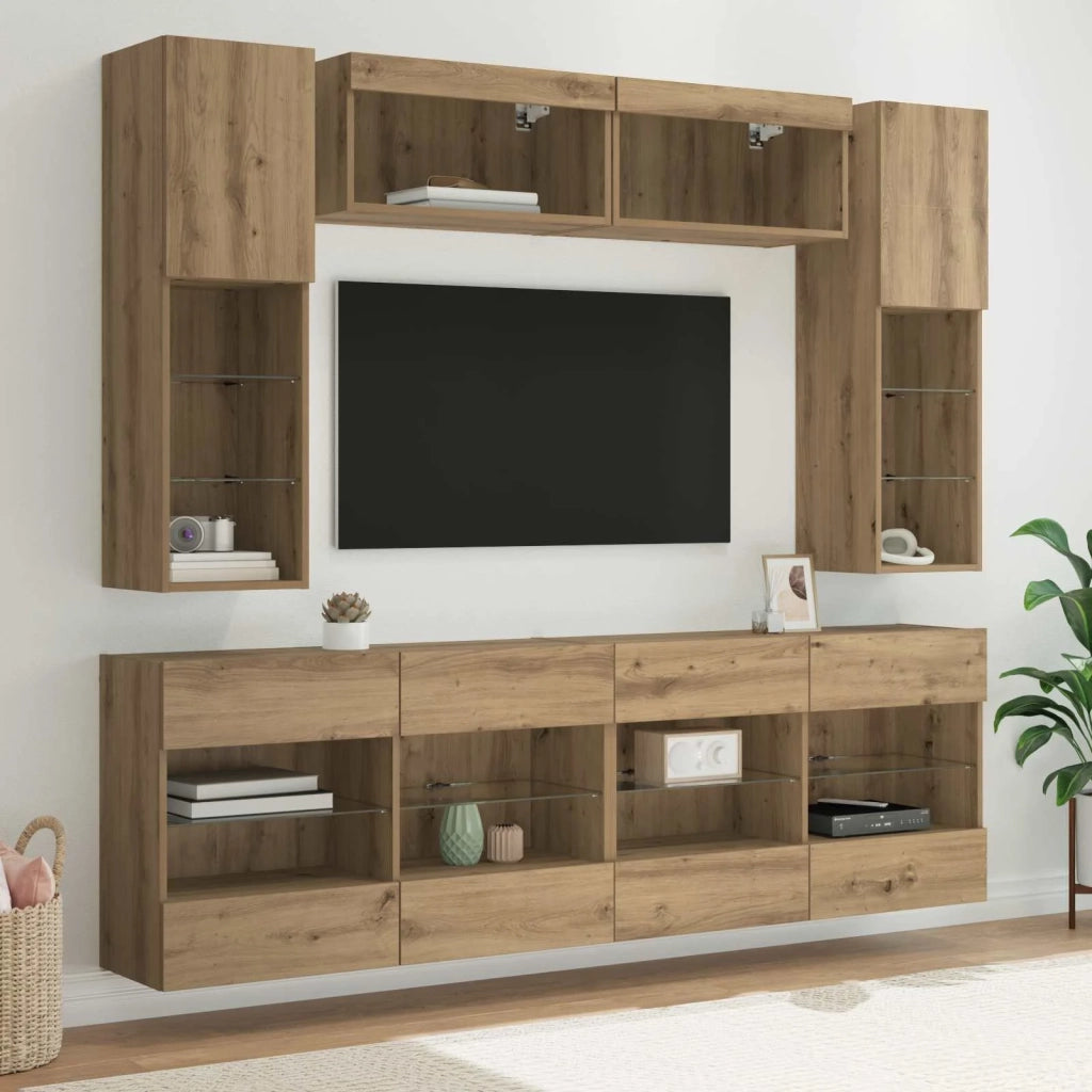 Set di Mobiletto da TV a Parete 6 pcs Rovere Artigianale