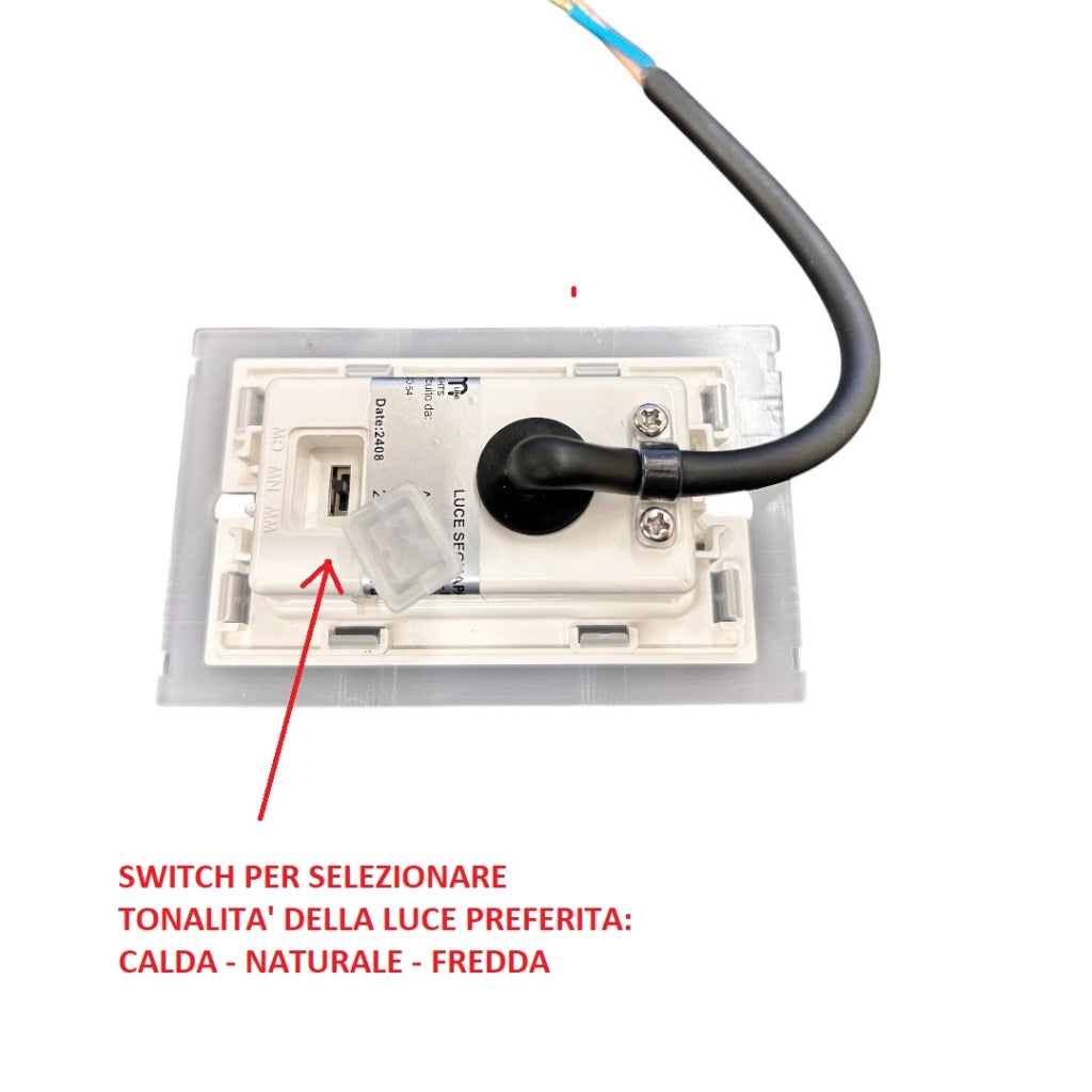 Faretto Segnapasso led IP65 impermeabile compatibile con scatola 503 switch 3 tonalità luce calda naturale fredda