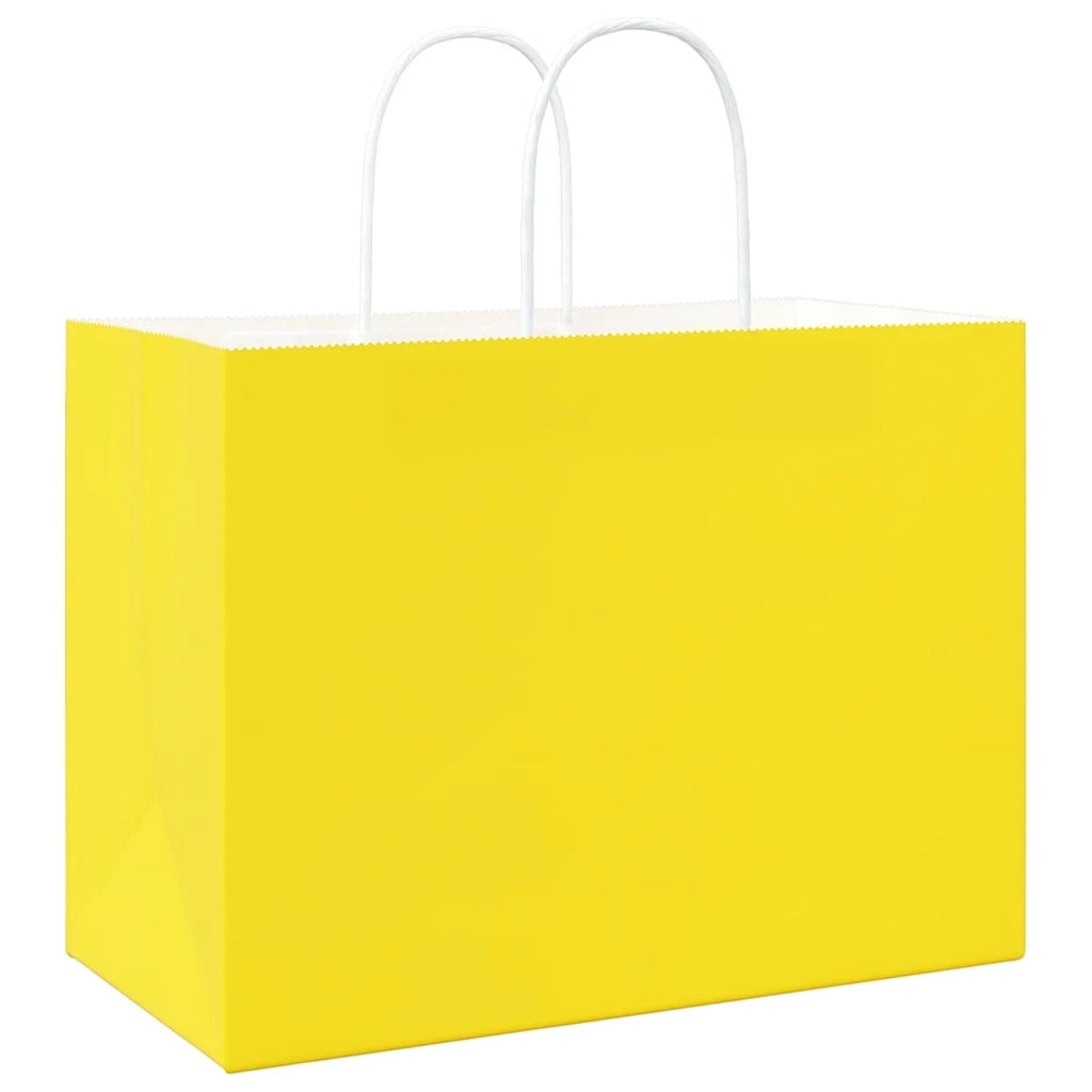 Sacchetti di Carta 250 pz con Manici Gialli 32x17x25 cm 4101789