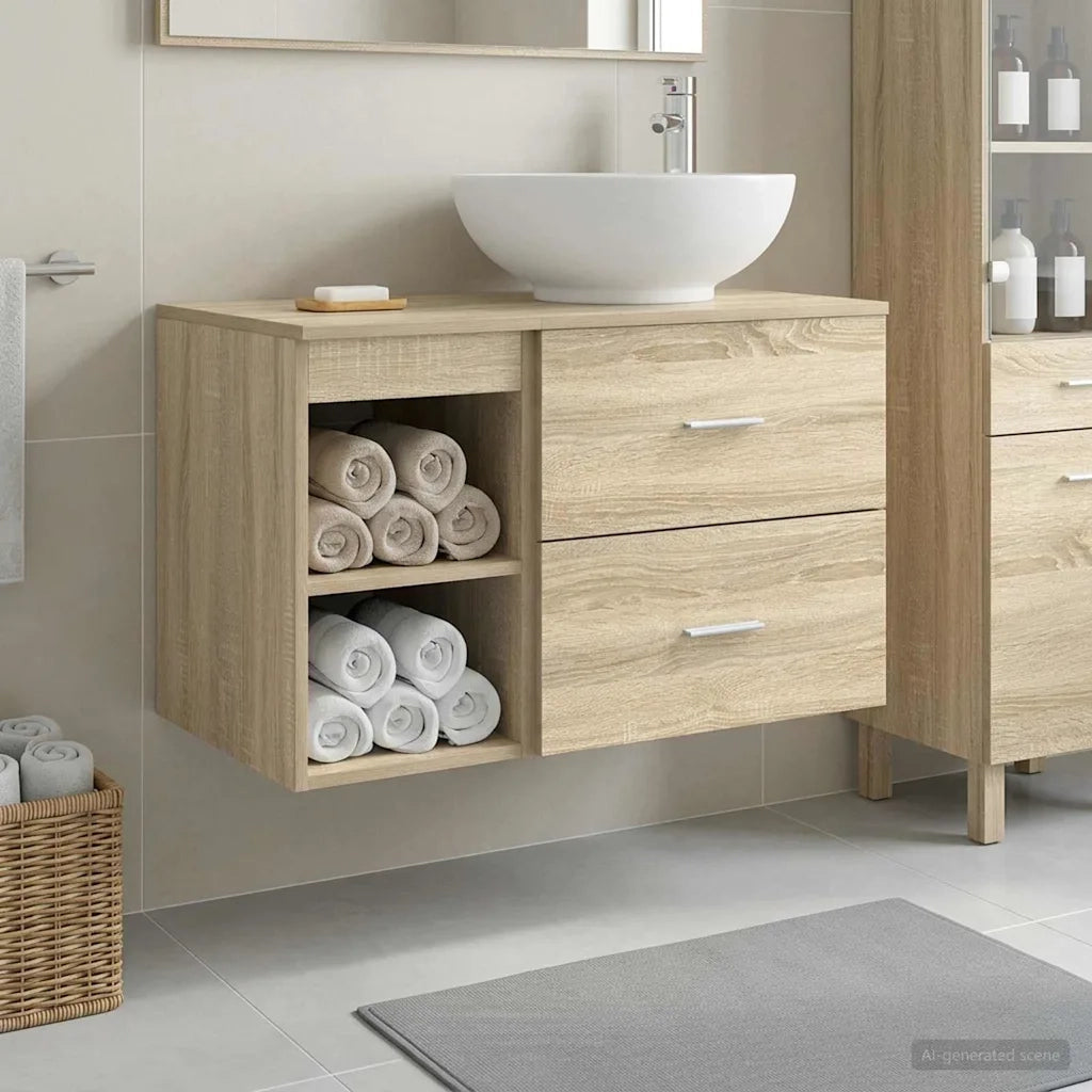 Set di mobili per il bagno 2 pcs Rovere Sonoma 3403914