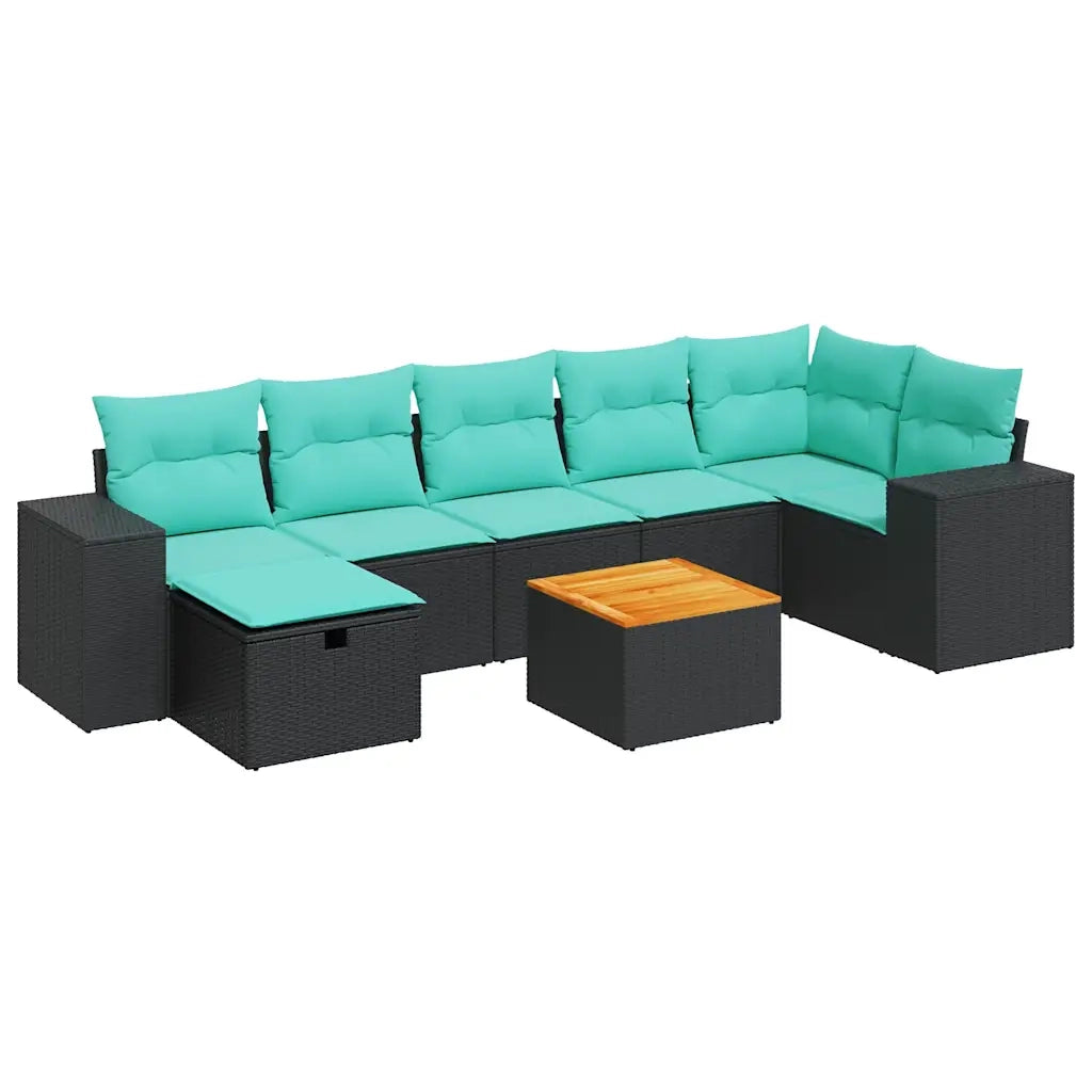 Set Divani da Giardino con Cuscini 8 pz Nero in Polyrattan 3325879