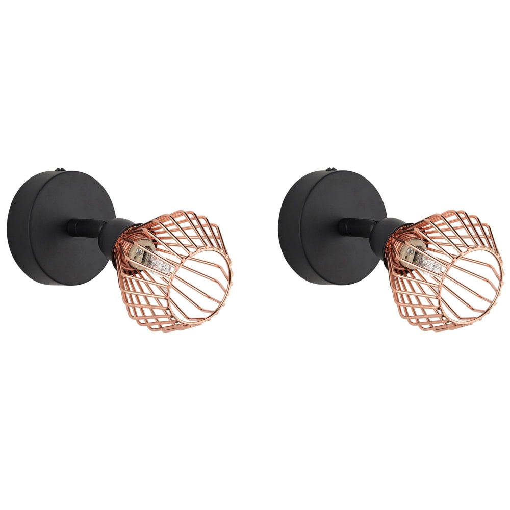 Set di 2 Lampade da Parete applique Rame Metallo Applique Orientabile Industriale