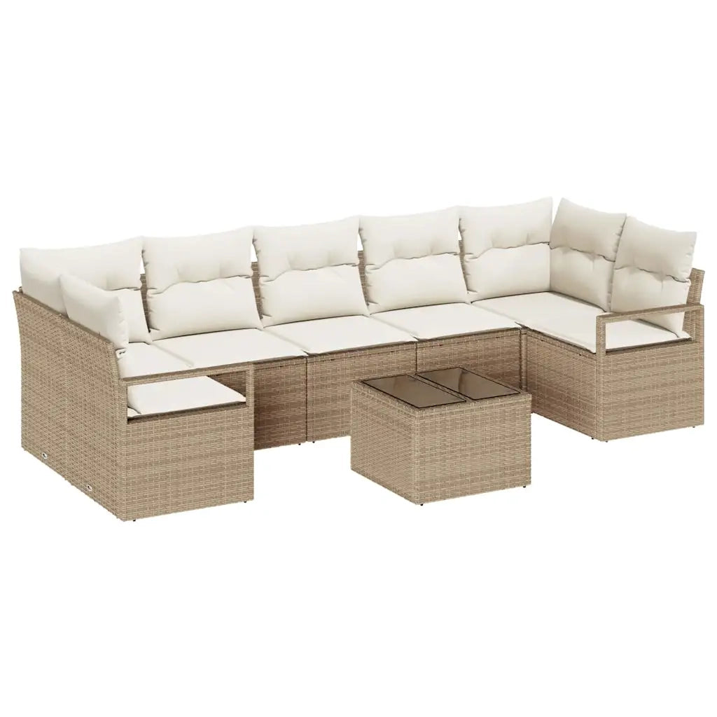 Set Divano da Giardino con cuscino 8 pcs Beige e Crema 3354970