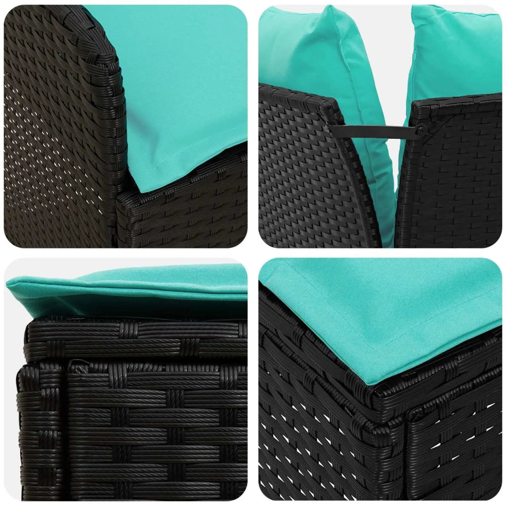 Set di Mobili 7 pz Nero e Turchese Rattan in PE 3422194